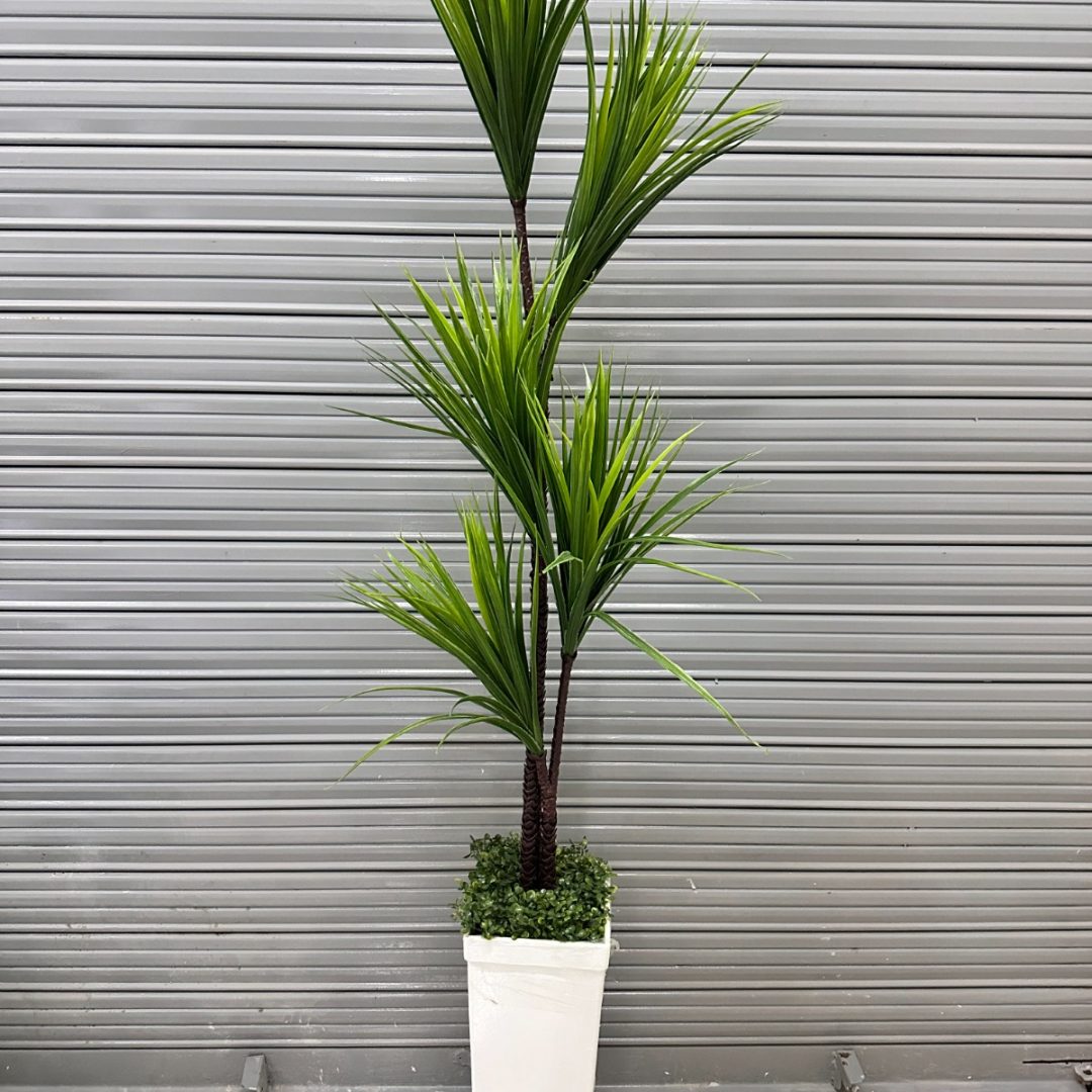 Planta de Yuca Artificial de 5 Cabezas/Verde con Base de Trupán