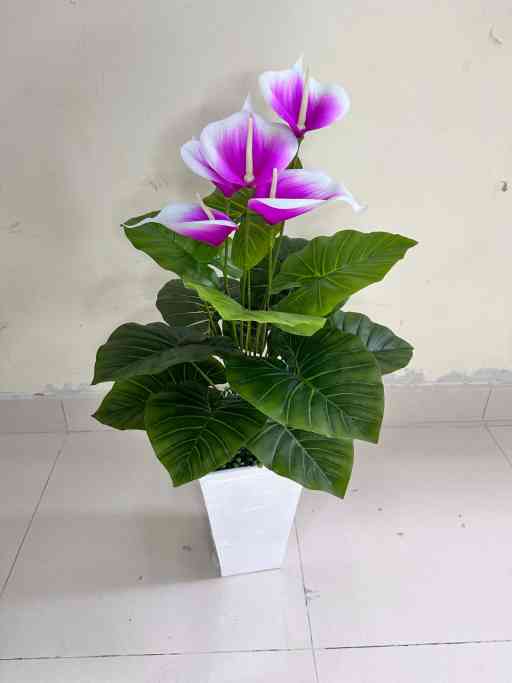 Planta de Cala LILA / BLANCO + Maceta de trupan | 90cm — Plantas Artificiales