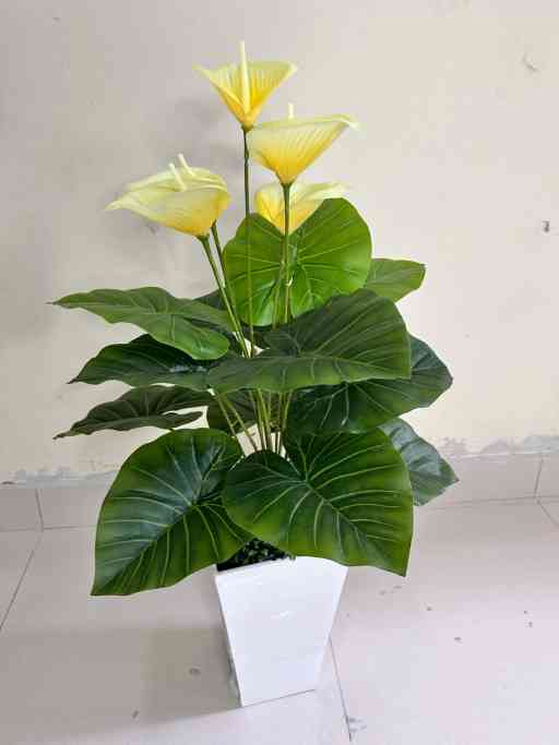 Planta de Cala AMARILLO + Maceta de trupan | 90cm — Plantas Artificiales