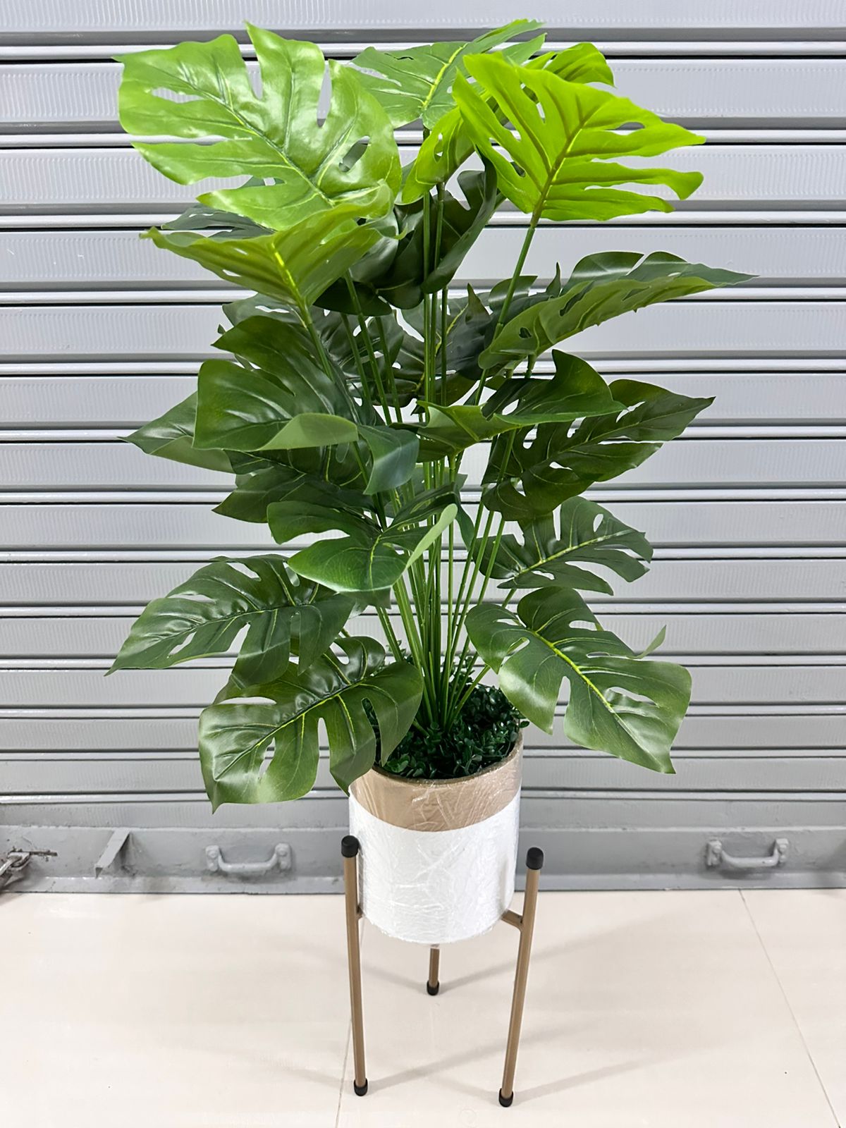 Planta Artificial | COSTILLA DE ADAN | x24 Hojas | Base y Soporte de Metal