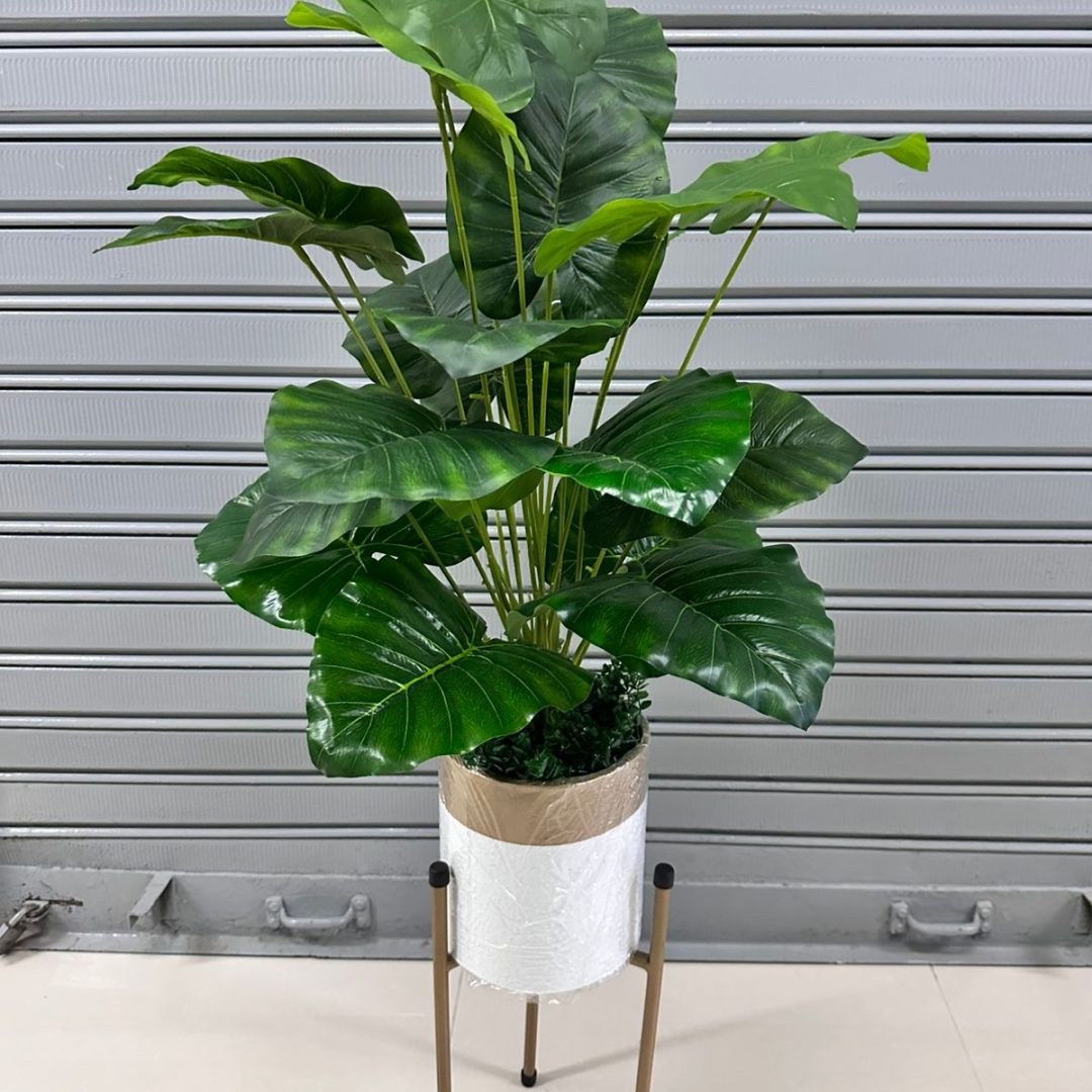 Planta Artificial | OREJA DE ELEFANTE | x24 Hojas | Base y Soporte de Metal