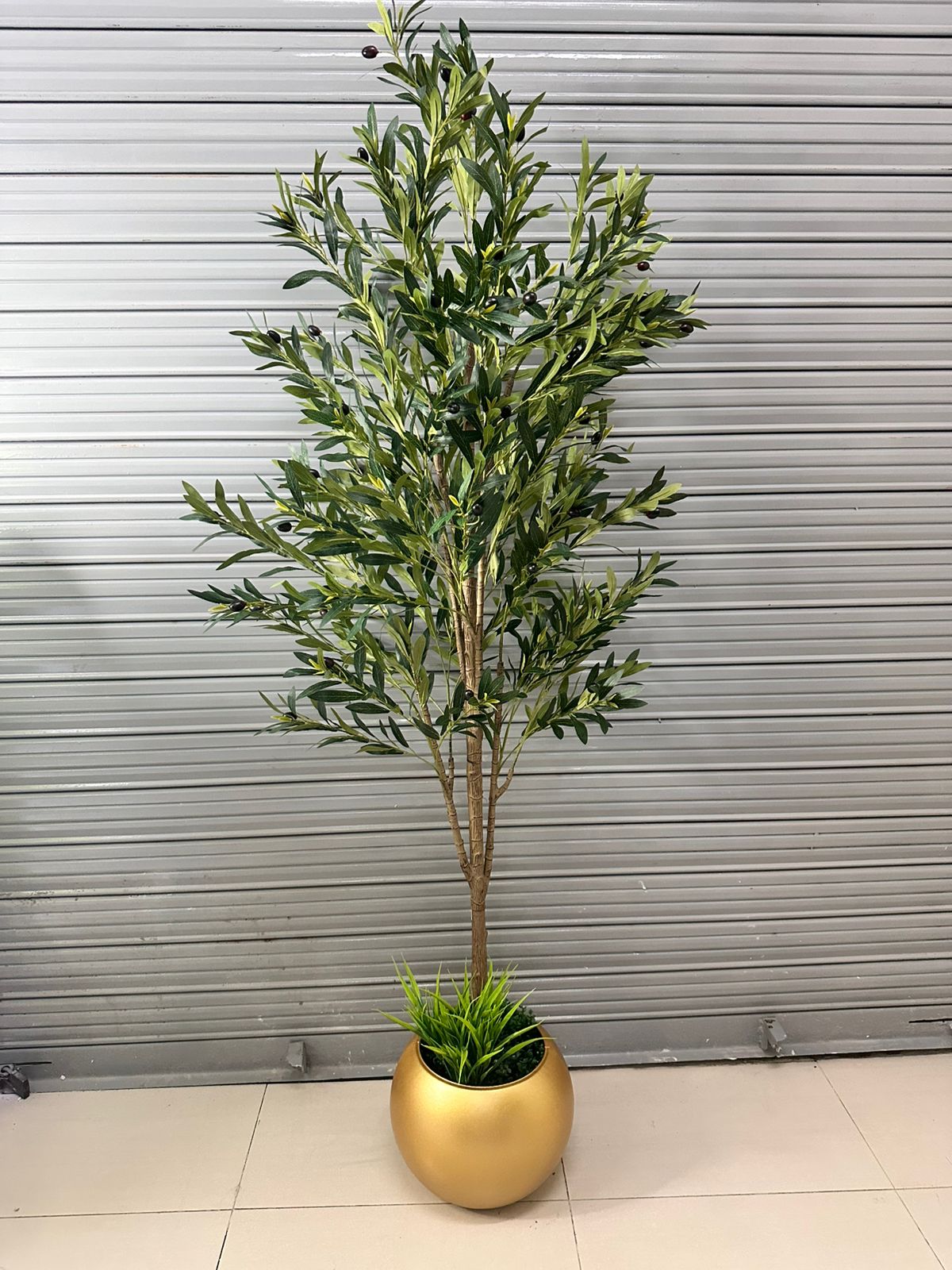 Planta de Olivo Artificial – 185 cm con Base Dorada pvc