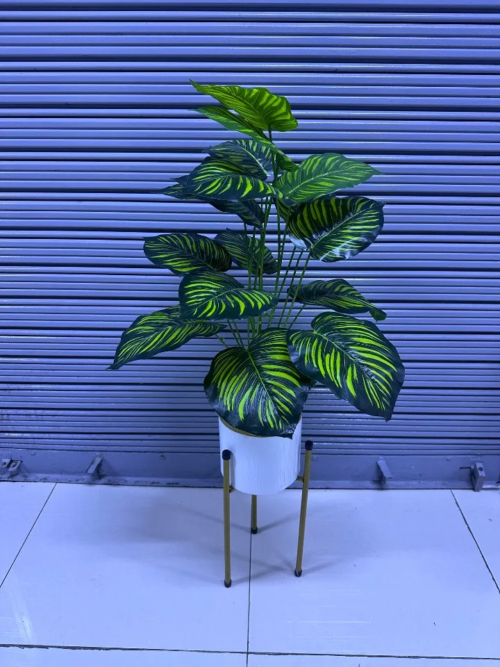 Planta Artificial | CEBRA | x18 Hojas | Base y Soporte de Metal