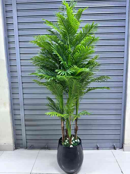 Planta Palmera x5 tallos + Maceta fibra de vidrio | 220cm — Plantas Artificiales